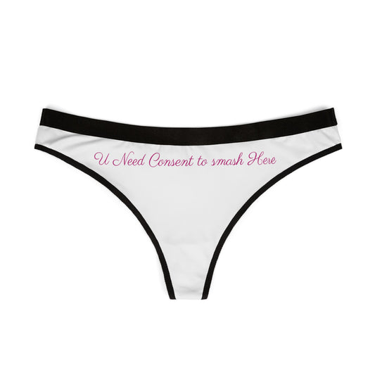 Consent Message Women's Thongs, AOP Undergarments, Feminist Intimates, Gifts for Her, Empowerment Lingerie